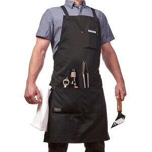 Hudson Durable Goods HDG805 Chef Apron Kitchen & Grill Black Adjustable NEW